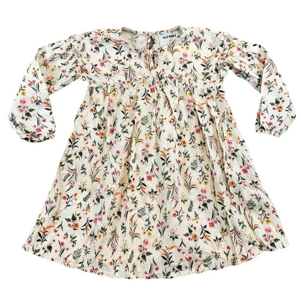 Old Navy Toddler Girl Floral Long Sleeve Swing Dress Sz 4T Preppy Boho Girlycore